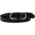 Handmade black leather belt with metal figure eight buckle