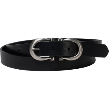 Ceinture en cuir noir faite à la main avec huit boucles en métal
