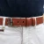 Handmade tan leather belt rectangular buckle with flat pin