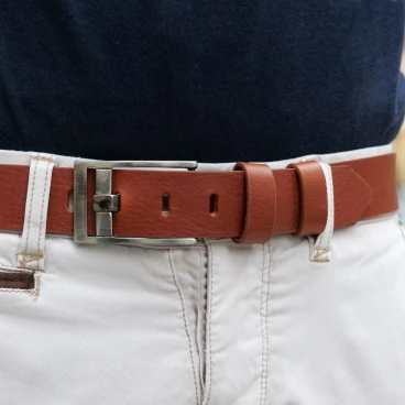Cinturón de cuero legittimo hebilla rectangular con pasador plano