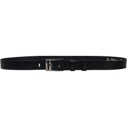 Ceinture en cuir noir boucle rectangulaire avec épingle plate