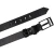 Handmade black leather belt rectangular buckle with flat pin