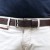 Handmade dark brown leather belt rectangular buckle with flat pin