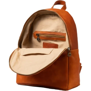 Men's backpack in natural-colored vegetable-tanned leather
