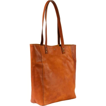 Sac cabas en cuir de vachette marron réalisé à la main en Toscane