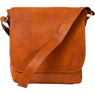 Bandolera para hombre en piel de becerro marrón hecha a mano