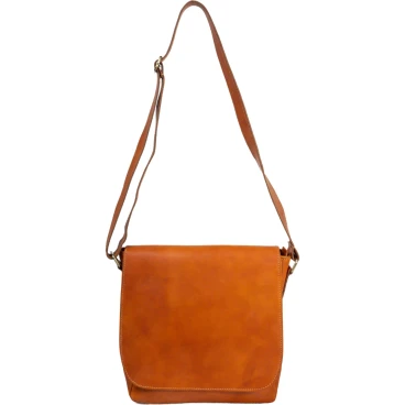 Bandolera para hombre en piel de becerro marrón hecha a mano