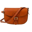 Schultertasche für Damen aus pflanzlich gegerbtem Leder