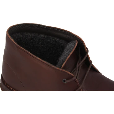 Desert boots femme en cuir marron foncé avec doublure d'hiver