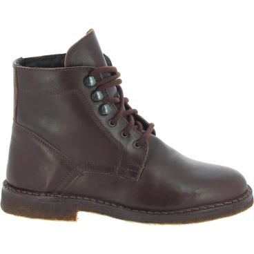Bottines femme en cuir marron foncé artisanales avec doublure d'hiver