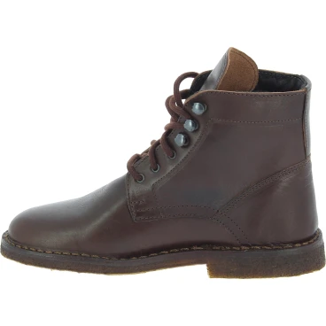 Bottines femme en cuir marron foncé artisanales avec doublure d'hiver