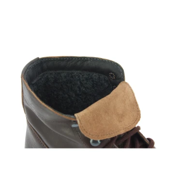 Bottines femme en cuir marron foncé artisanales avec doublure d'hiver