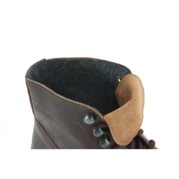 Bottines femme en cuir marron foncé artisanales avec doublure d'hiver