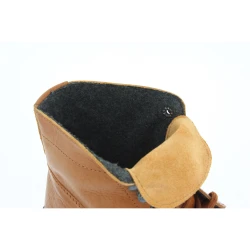 Women's tan leather ankle boots with winter lining