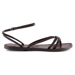 Sandali donna realizzati a mano in pelle color testa di moro