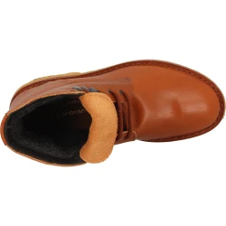Women's tan leather ankle boots with winter lining