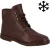 Botines para hombre de cuero marrón oscuro con forro de invierno