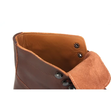 Bottines homme en cuir marron foncé artisanales avec doublure d'hiver