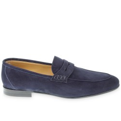 Penny moccasin in blue suede handmade by Fratelli Borgioli