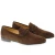 Brown suede penny loafers handmade by Fratelli Borgioli