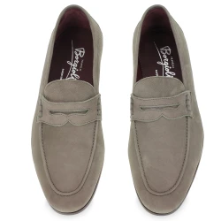 Mocassin américains en cuir nubuck gris fait main par Fratelli Borgioli