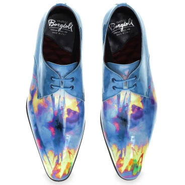 Psychedelic patent leather ceremonial derby - Fratelli Borgioli - Italian craftsmanship