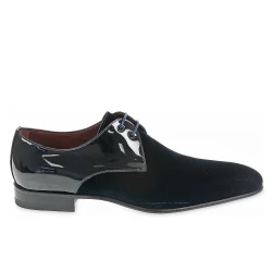 Derby in Printed Velvet and Patent - Fratelli Borgioli - Italian Craftsmanship