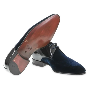 Derby in Printed Velvet and Patent - Fratelli Borgioli - Italian Craftsmanship
