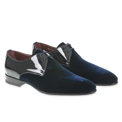 Derby in Printed Velvet and Patent - Fratelli Borgioli - Italian Craftsmanship