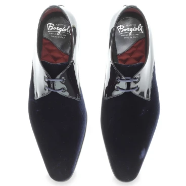 Derby in Printed Velvet and Patent - Fratelli Borgioli - Italian Craftsmanship