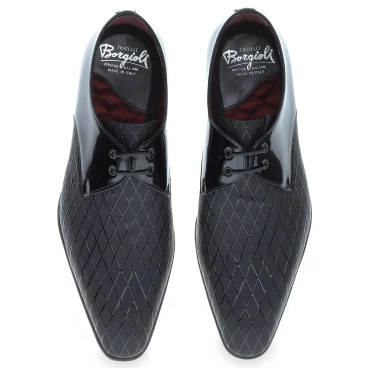 Formelle Schuhe aus Lackleder mit Rautenmuster – Fratelli Borgioli – italienische Handwerkskunst