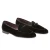 Belgian loafer in black velvet and patent leather handmade by Fratelli Borgioli