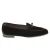 Belgian loafer in black velvet and patent leather handmade by Fratelli Borgioli