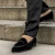 Mocassin belge en velours noir et cuir verni fait main par Fratelli Borgioli