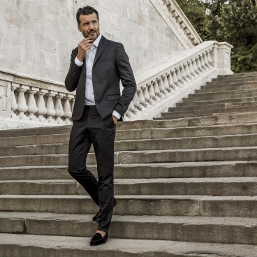 Mocassin belge en velours noir et cuir verni fait main par Fratelli Borgioli