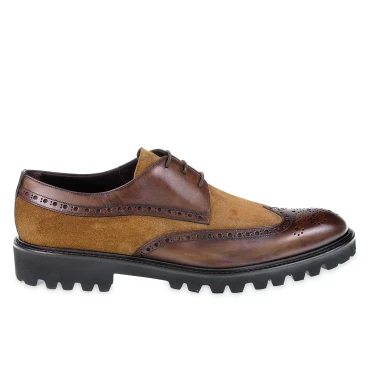 Brogued derby with country style - Fratelli Borgioli - Italian craftsmanship