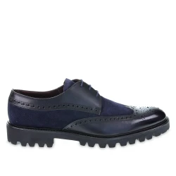 Wingtip derbies in midnight blue leather - Fratelli Borgioli - Italian craftsmanship