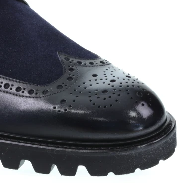 Wingtip derbies in midnight blue leather - Fratelli Borgioli - Italian craftsmanship