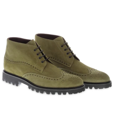 Botte richelieu en daim couleur argile - Fratelli Borgioli - Artisanat italien