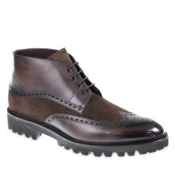 Brown leather and suede brogue boots - Fratelli Borgioli