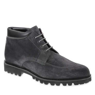 Bottines à lacets pour hommes en daim gris fabriquées à la main par Fratelli Borgioli