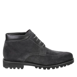 Bottines à lacets pour hommes en daim gris fabriquées à la main par Fratelli Borgioli