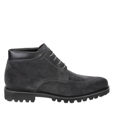 Botines con cordones para hombre en ante gris hechos a mano por Fratelli Borgioli