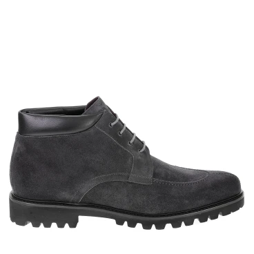 Bottines à lacets pour hommes en daim gris fabriquées à la main par Fratelli Borgioli