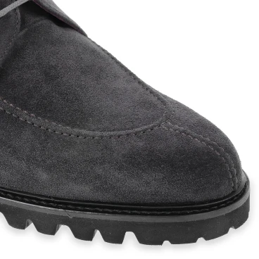 Bottines à lacets pour hommes en daim gris fabriquées à la main par Fratelli Borgioli
