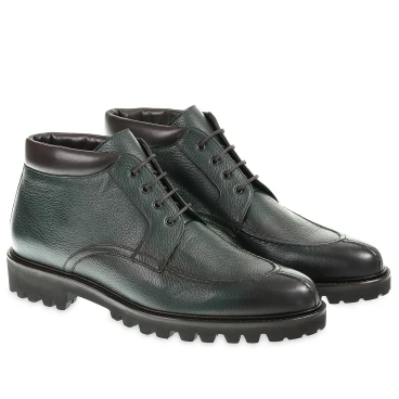Bottle green deerskin ankle boot - Fratelli Borgioli - Italian craftsmanship