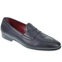 Pennyloafer aus weichem blauem Kalbsleder, handgefertigt von Fratelli Borgioli