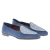 Mocassino in camoscio azzurro e tessuto intrecciato fatto a mano