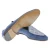 Mokassin aus hellblauem Wildleder und handgefertigtem Webstoff