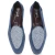 Mokassin aus hellblauem Wildleder und handgefertigtem Webstoff
